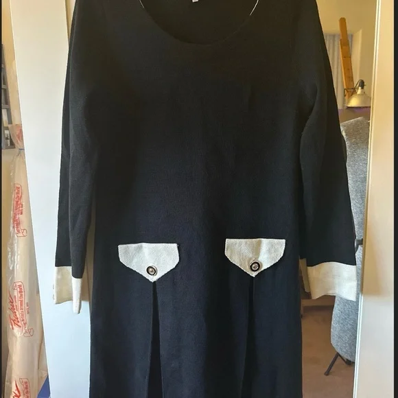 Vintage Moschino Jeans Sweater Knit Black Dress L (fits S/M) - Picture 11 of 13